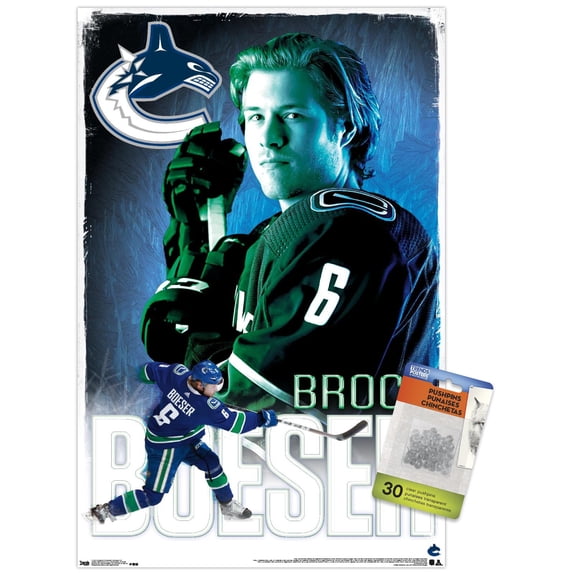 NHL Vancouver Canucks - Brock Boeser 18 Wall Poster with Push Pins, 14.725" x 22.375"