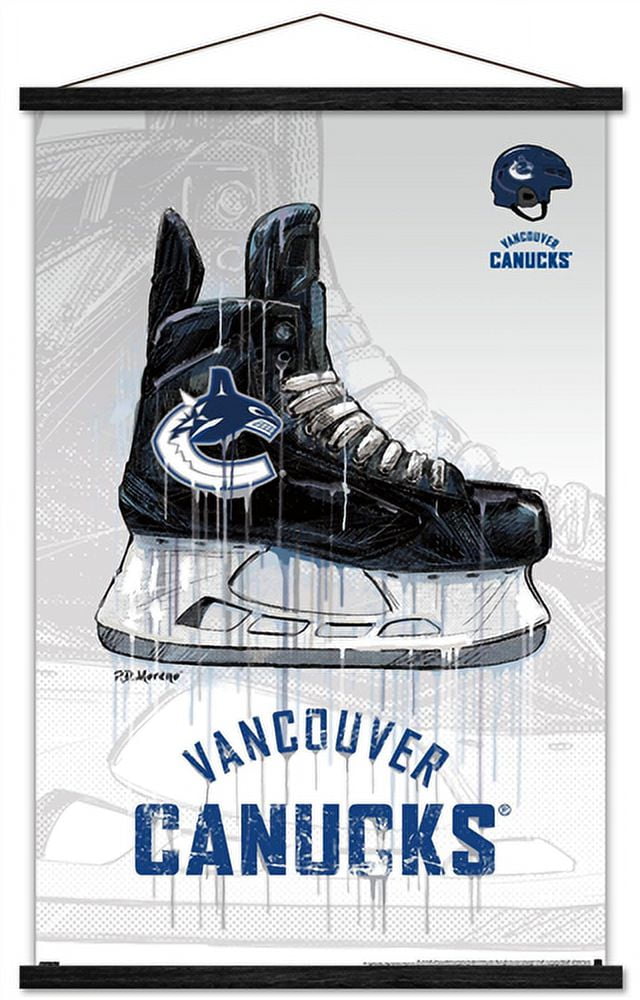 NHL Vancouver Canucks - Drip Skate 21 Wall Poster with Wooden Magnetic Frame, 22.375" x 34"