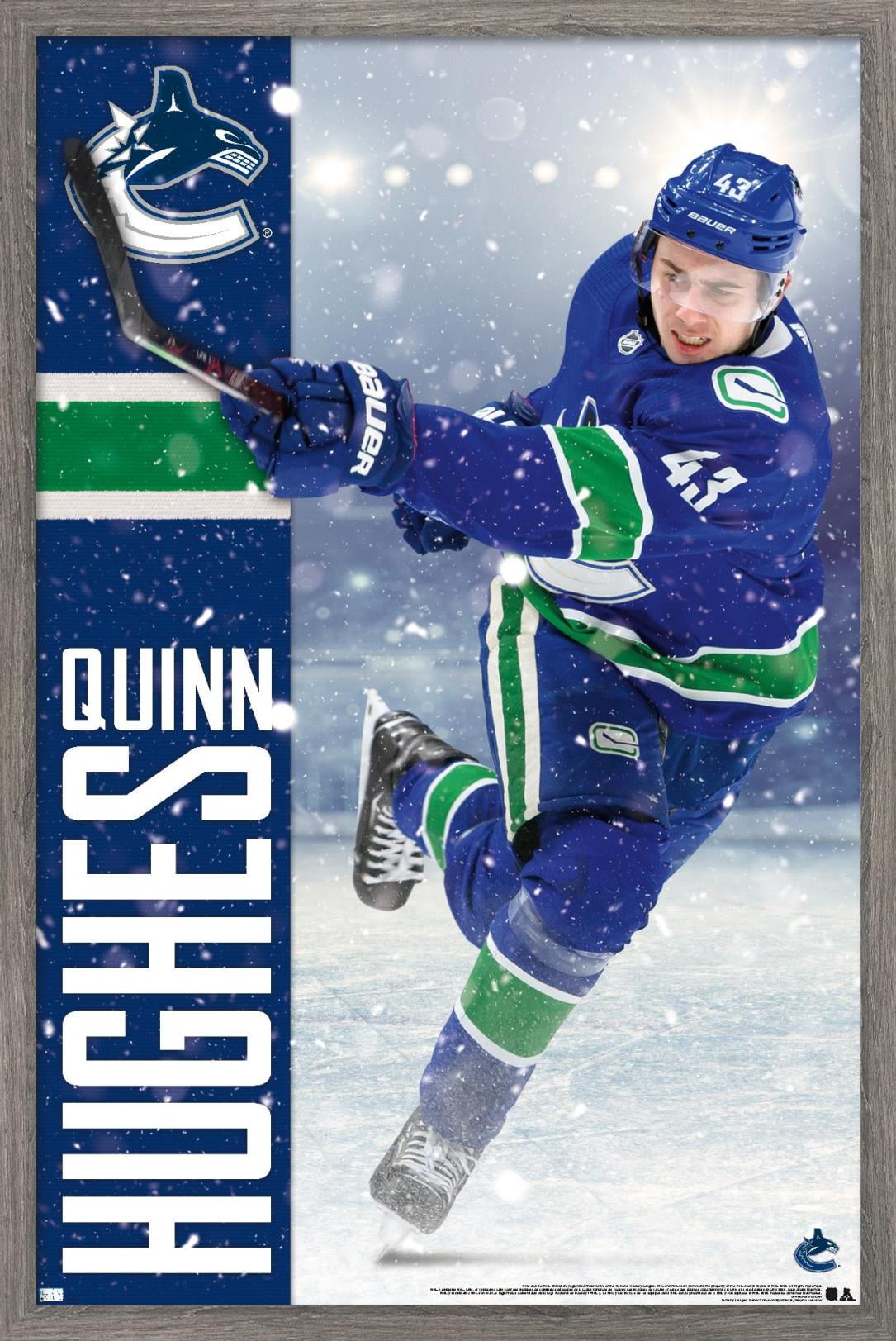NHL Vancouver Canucks - Quinn Hughes 20 Wall Poster, 14.725" x 22.375", Framed