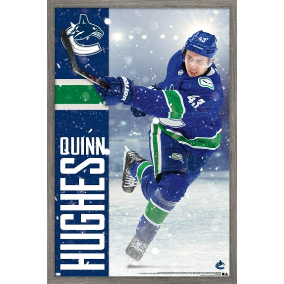 NHL Vancouver Canucks - Quinn Hughes 20 Wall Poster, 14.725" x 22.375", Framed