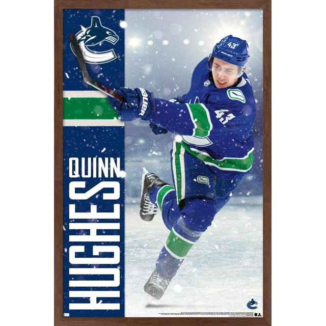 NHL Vancouver Canucks - Quinn Hughes 20 Wall Poster, 14.725" x 22.375", Framed