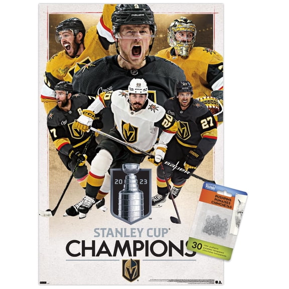 NHL Vegas Golden Knights - 2023 Stanley Cup Champions Wall Poster with Push Pins, 14.725" x 22.375"