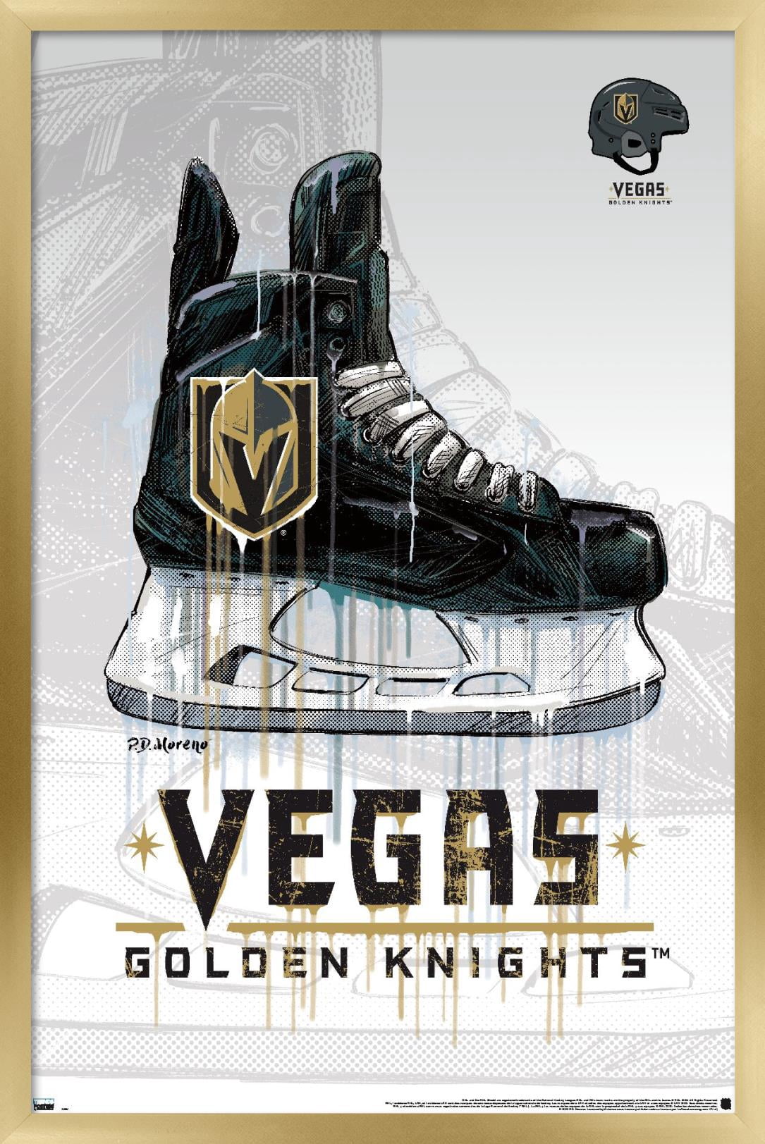 NHL Vegas Golden Knights - Drip Skate 20 Wall Poster, 22.375" x 34", Framed