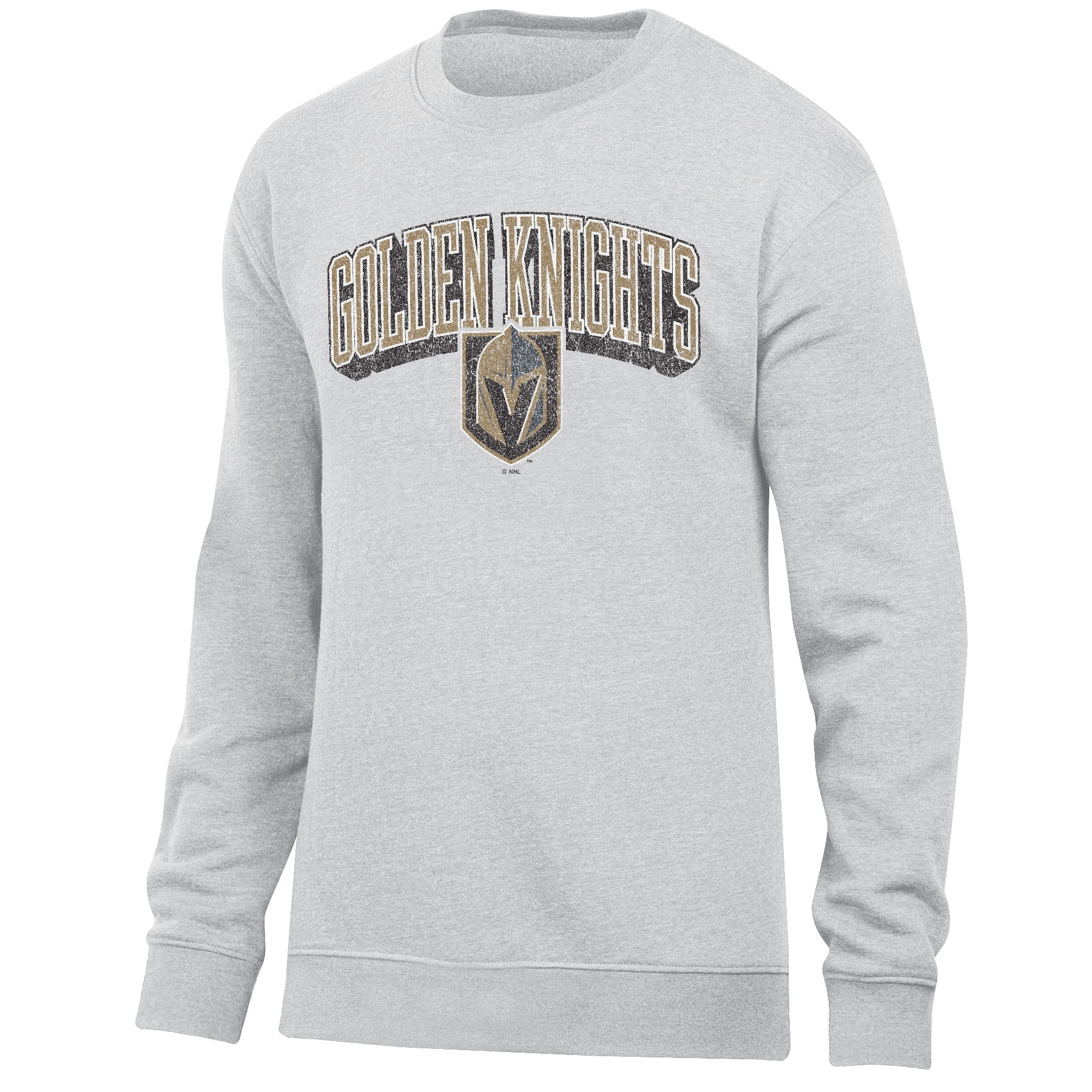 NHL Vegas Golden Knights Men's Ash Arch-Over Logo Fleece Crew