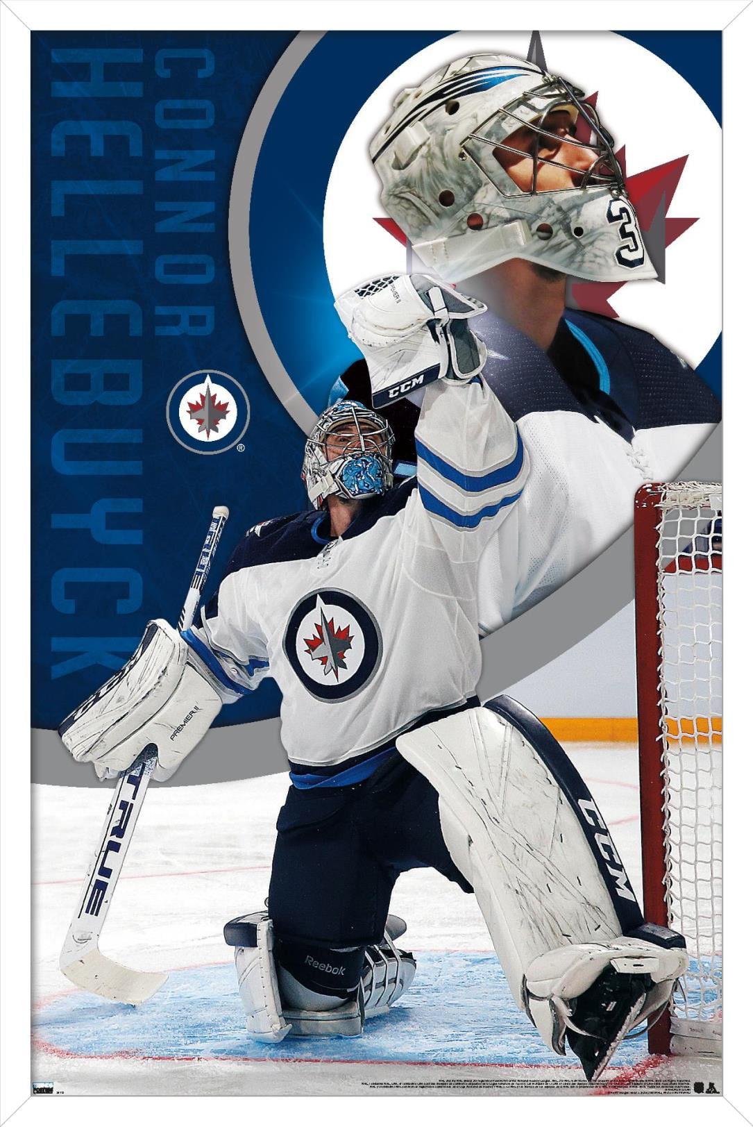 NHL Winnipeg Jets - Connor Hellebuyck 20 Wall Poster, 22.375" x 34", Framed