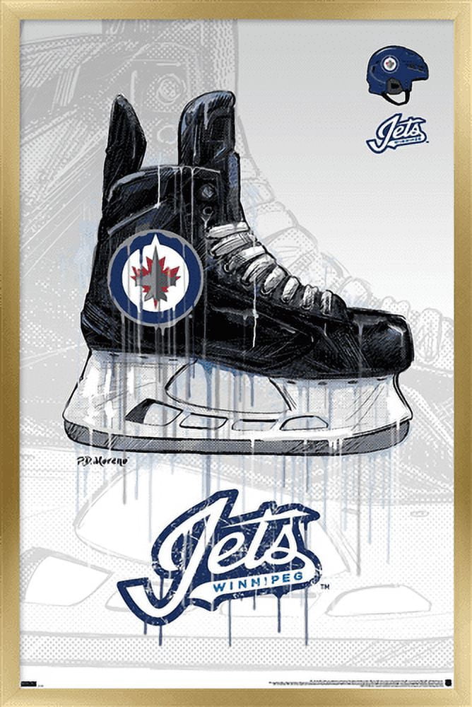 NHL Winnipeg Jets - Drip Skate 21 Wall Poster, 14.725" x 22.375", Framed