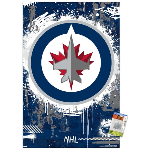 NHL Winnipeg Jets - Maximalist Logo 23 Wall Poster with Push Pins, 22.375" x 34"