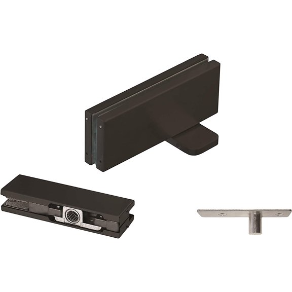 NHN Hydraulic Self Closing Pivot Door Closer (Hold Open) for Glass Door + Top Patch + Top Pivot, No Floor Digging Matte Black