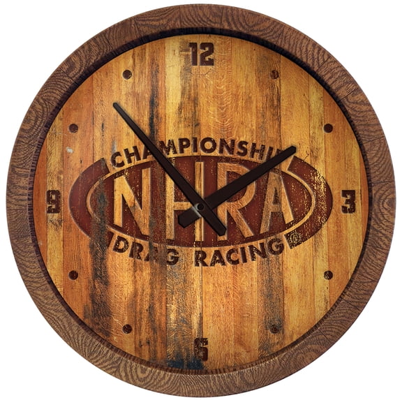 NHRA Championship Drag Racing 20.25" Faux Debossed Barrel Top Clock