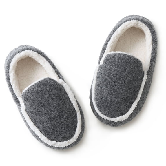 NHU Boys Slippers Cozy Memory Foam House Shoes Indoor Outdoor Slip on Bedroom Slippers Grey Big Kid 2-3