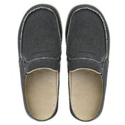 NHU Mens Slippers Canvas Loafers Slip On Shoes Indoor & Outdoor Walking Shoes with Anti-Skid Rubber Sole Grey Size 10