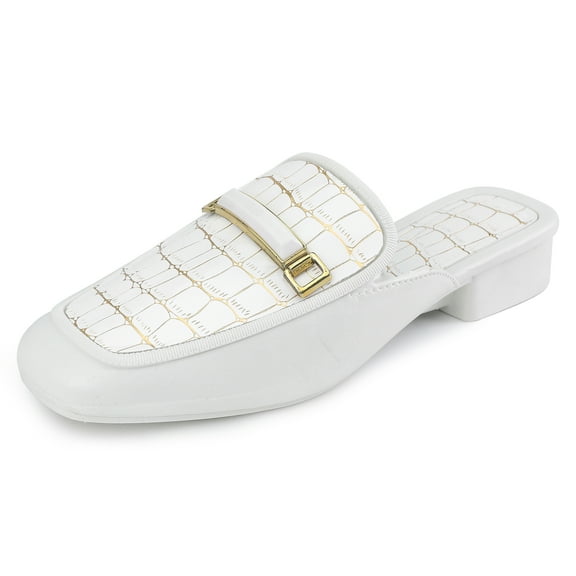 NHU Mules for Women Flats Comfortable Slip on Women Mules Flats Loafer Shoes White 6