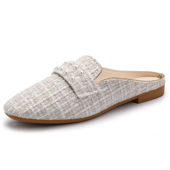 NHU Womens Flats Mules Pointed Toe Backless Slip on Slides Loafer Shoes