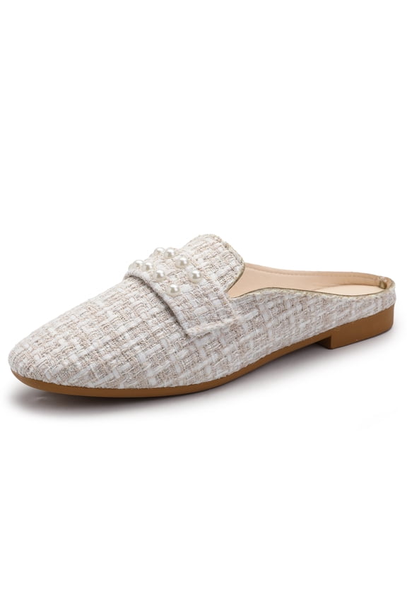 Womens Flats Mules Pointed Toe Backless Slip on Slides Loafer Shoes