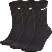 COMPATIBILITY NI-KE Men's Everyday Cotton Cushioning Crew Socks (Shoe Size 6-8) (Black 3 Pair)
