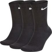 NI-KE Men's Everyday Cotton Cushioning Crew Socks (Shoe Size 8-12) (Black 3 Pair)