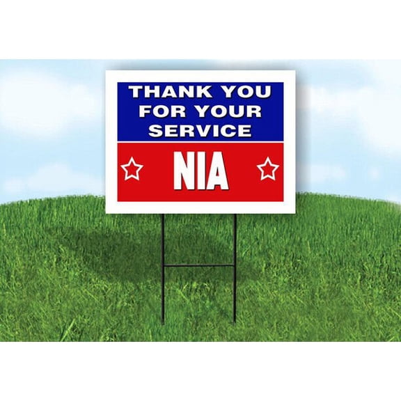 NIA THANK YOU SERVICE 18 in x 24 in Yard Sign Road Sign with Stand