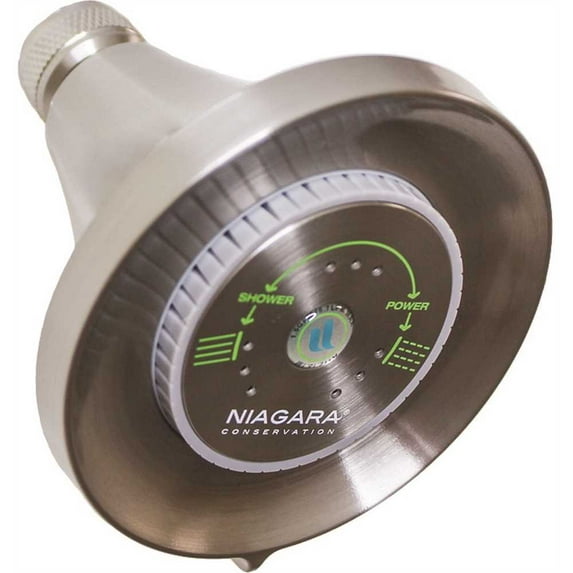 Niagara Conservation Earth Luxe 3-Spray with 1.25 GPM 3.35 in. Wall Mount Adjustable Fixed Shower Head - Brushed Nickel