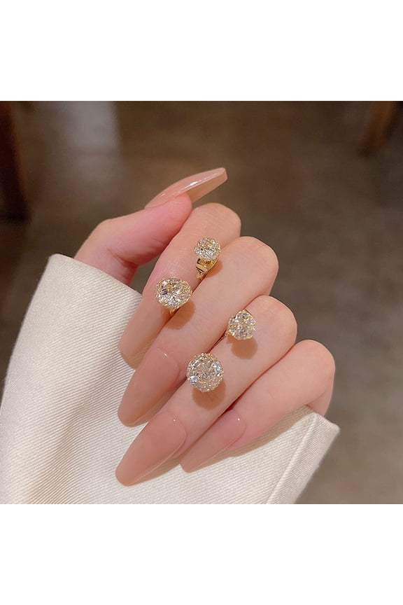 1 Pair Tiny Earrings Studs Golden Copper Piercing Jewelry for Women