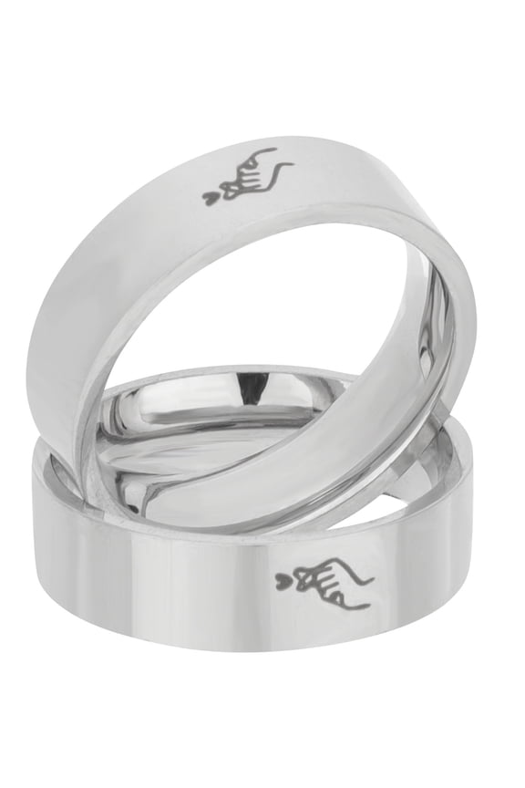 Heart Couple Rings Stainless Steel Matching Promise Jewelry for Him and Her