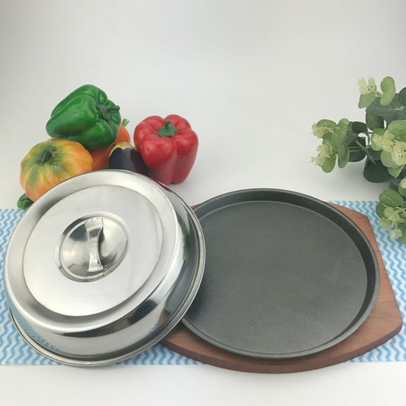 NIAIZEK Catering Supplies: Nonstick Iron Plate, Assorted, Wooden Base, Splatter Guard, 1Set