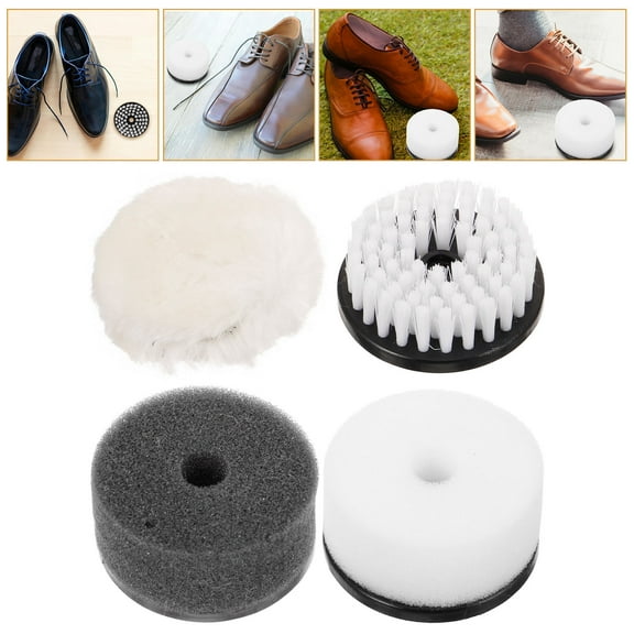 NIAIZEK 4Pcs Electric Shoe Polisher Brush Set with Suede Cleaner for Home