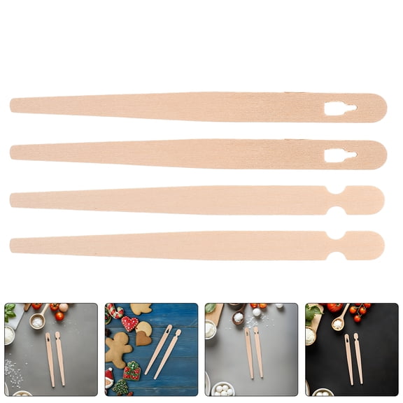 NIAIZEK Light Brown Wooden Tongs Set, Elegant European Design, Comfortable Grip, Durable Kitchen Utensils, 100 Sets for Home Use