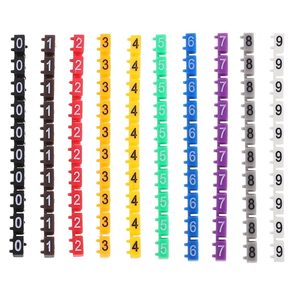 NIAIZEK Multicolor Plastic Digital Number Cable Markers for Identify 100Pcs