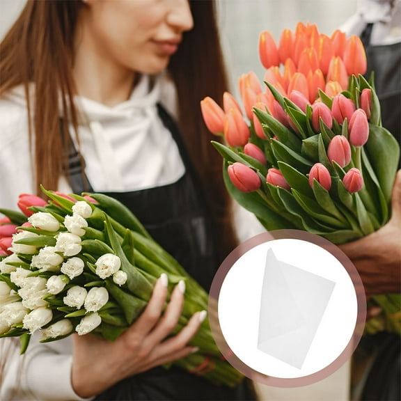 NIAIZEK Waterproof White Flower Wrapping Tissue, Fiber Material, Ideal for Bouquets, 100Pcs