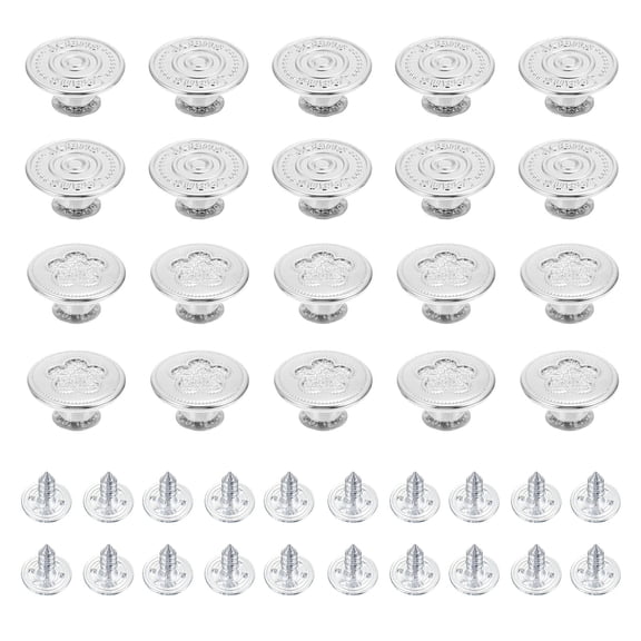 NIAIZEK 100Pcs Adjustable Silver Plated Round Jeans Buttons Durable Easy Install for Pants and Jackets