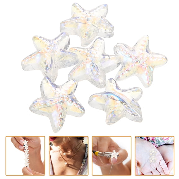 NIAIZEK Star Spacer Beads Set DIY Beads Colored Glaze Transparent 100pcs