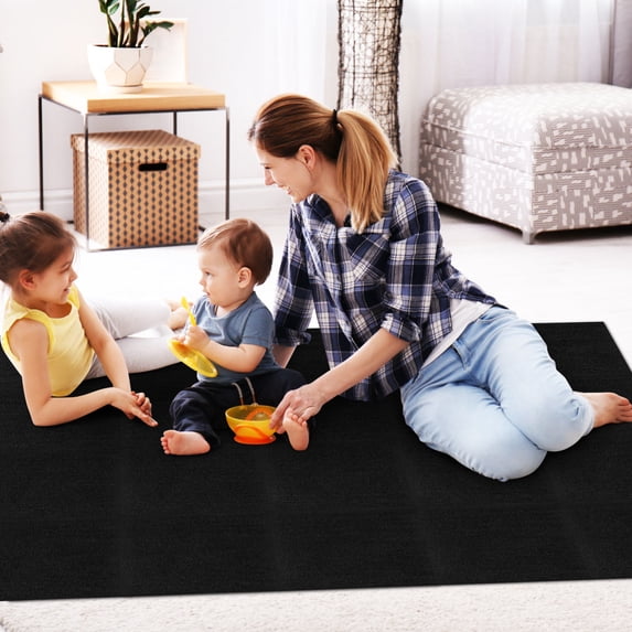 Baluue Peel and Stick Carpet Tiles 100Pcs Black Polyester for High Traffic Areas