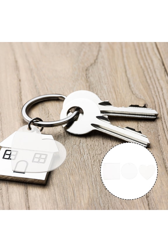 100Pcs Clear re Shape Acrylic Keychain Blanks Reusable Sublimation Tags for Key Identification