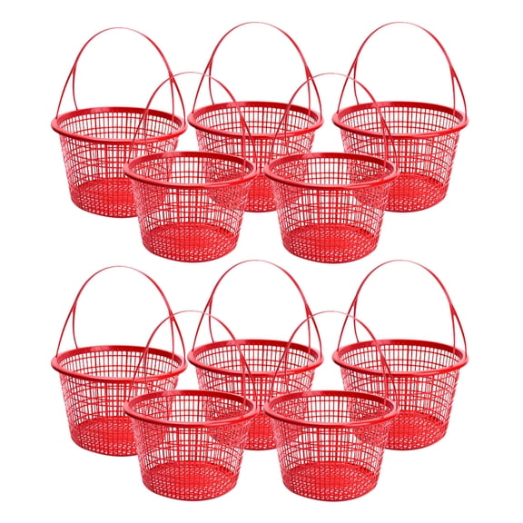 NIAIZEK 10-Pack Red Strawberry Baskets with Handles, Lightweight and for Everyday Use