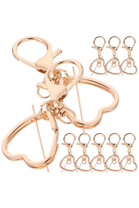 10Pcs Decorative Small Keychains Metal Golden Key Chain Rings for Youth Giving