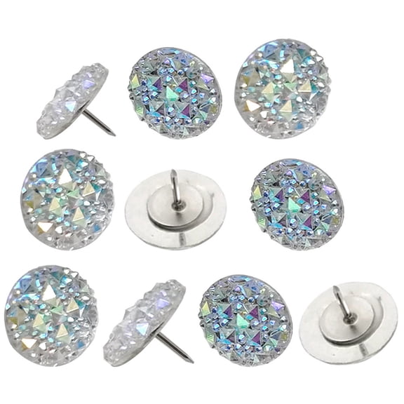 NIAIZEK 10-Pack Small Plated Rhinestone Thumbtacks with Replaceable Pins for Desk and Office Accessories