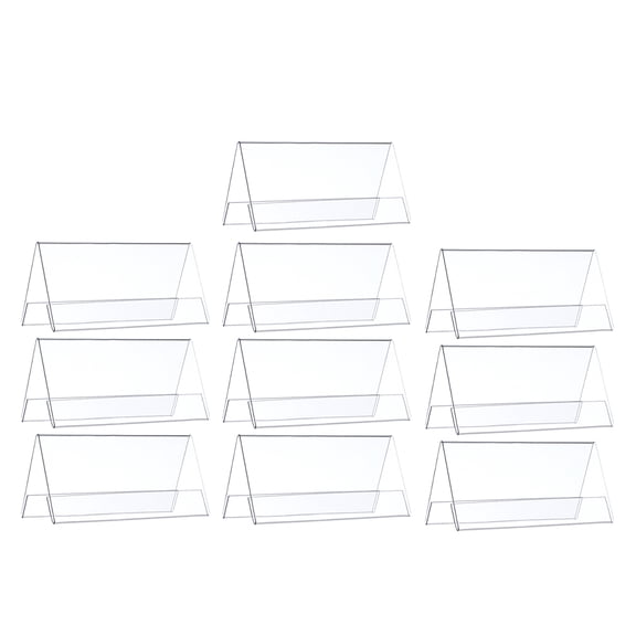 NIAIZEK 10Pcs Clear Acrylic Name Plate Holder for Office Desk Dual Sided Display Stand