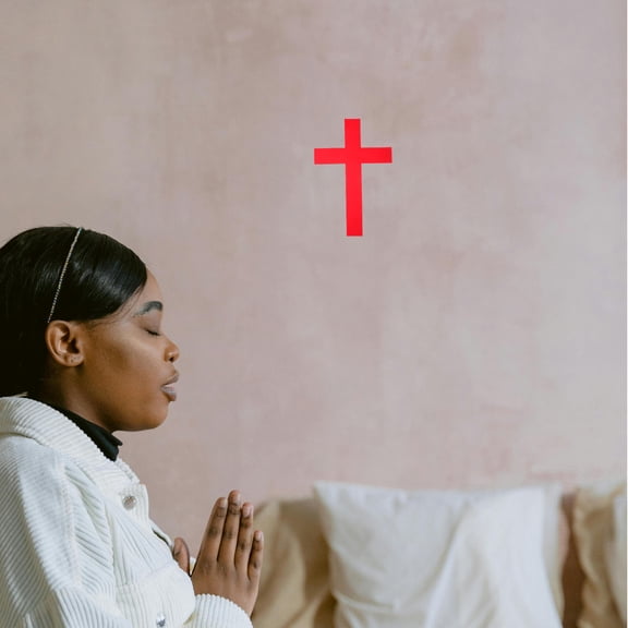 NIAIZEK 10Pcs Red Wall Decorative Cross Sticker for Home and Cathedral Cloth Material