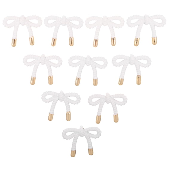 NIAIZEK 10Pcs Zinc Alloy Bow Buttons White for Sewing Fashionable Clothes Fasteners on Coats Sweaters
