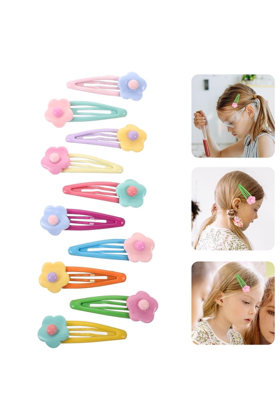 10Pcs Cute Snap Hair Barrettes for Styling and Decoration in Assorted Colors