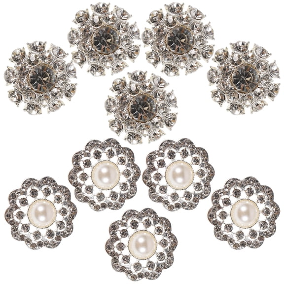 NIAIZEK Metal Rhinestone Buttons Assorted Color Flower Shape for DIY Decor 10Pcs
