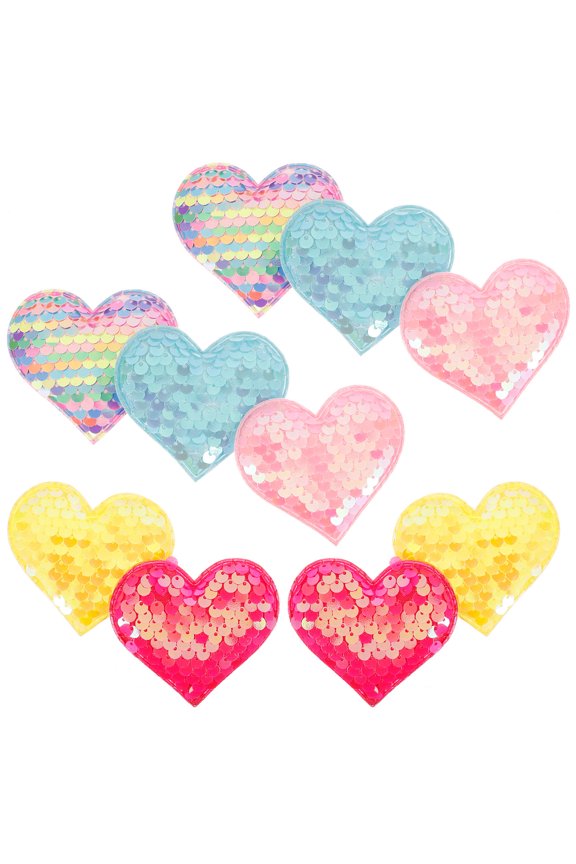 10pcs Versatile Hearts Applique Patches Fabric Green Decorative Hair Accessories
