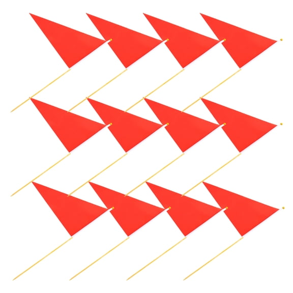NIAIZEK 12Pcs Red Construction Flags for Lawn Survey Marking Portable Safety Flags