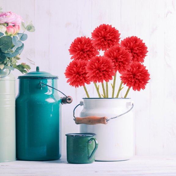 NIAIZEK 12Pcs Red Faux Dandelions for Natural Looking Home and Wedding Decoration