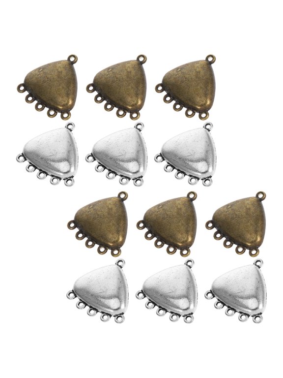 12pcs Vintage Triangle Hollow Zinc Alloy Necklace Connector Charm
