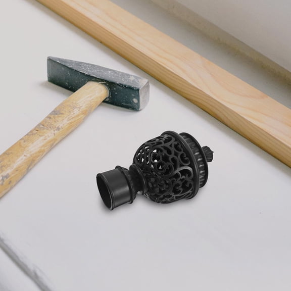 NIAIZEK Curtain Rod Finials, Black ABS, Simple Design, Easy Installation, for Decoration, 12Pcs