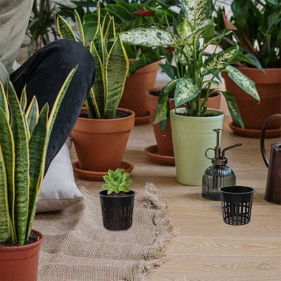 NIAIZEK 15Pcs Hydroponic Basket Black Plastic Net Cups for Garden Use Durable Mesh Planter