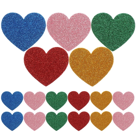 NIAIZEK 15Pcs Self Adhesive Eva Foam Heart Stickers Glitter Decals for Smooth Surface Decoration