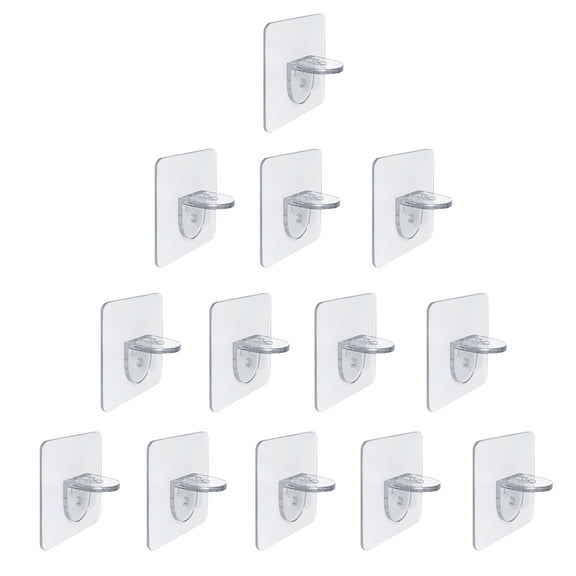 NIAIZEK 16-Piece Clear Acrylic Shelf Pegs with Strong Adhesive Brackets for Home and Office Cabinet Shelving Support
