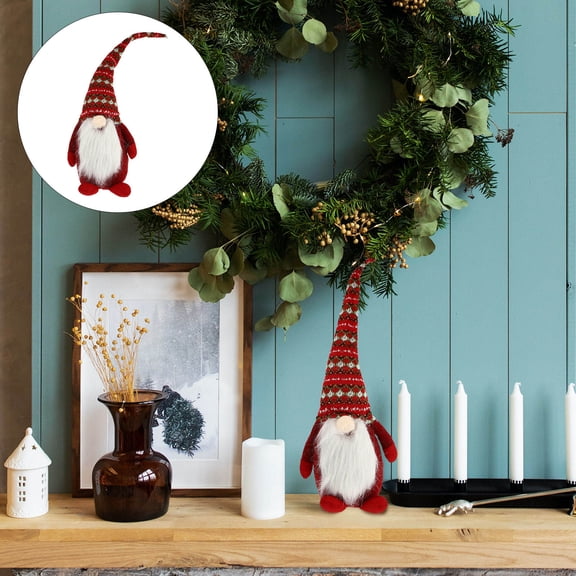NIAIZEK 1Pack Gnome Doll Red Fiber Figurine Decorative Ornaments for Colleagues